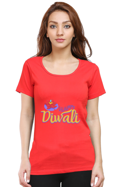 Happy Diwali Womens Pure Cotton Tshirt