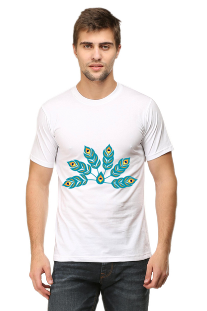 Peacock Feathers Mens Pure Cotton Tshirt