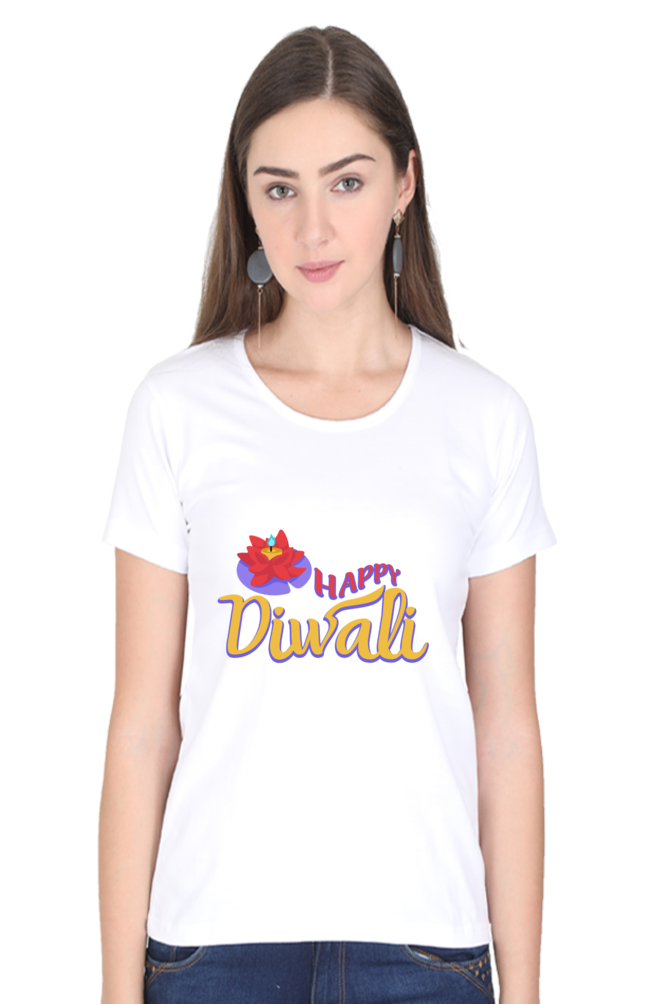 Happy Diwali Womens Pure Cotton Tshirt