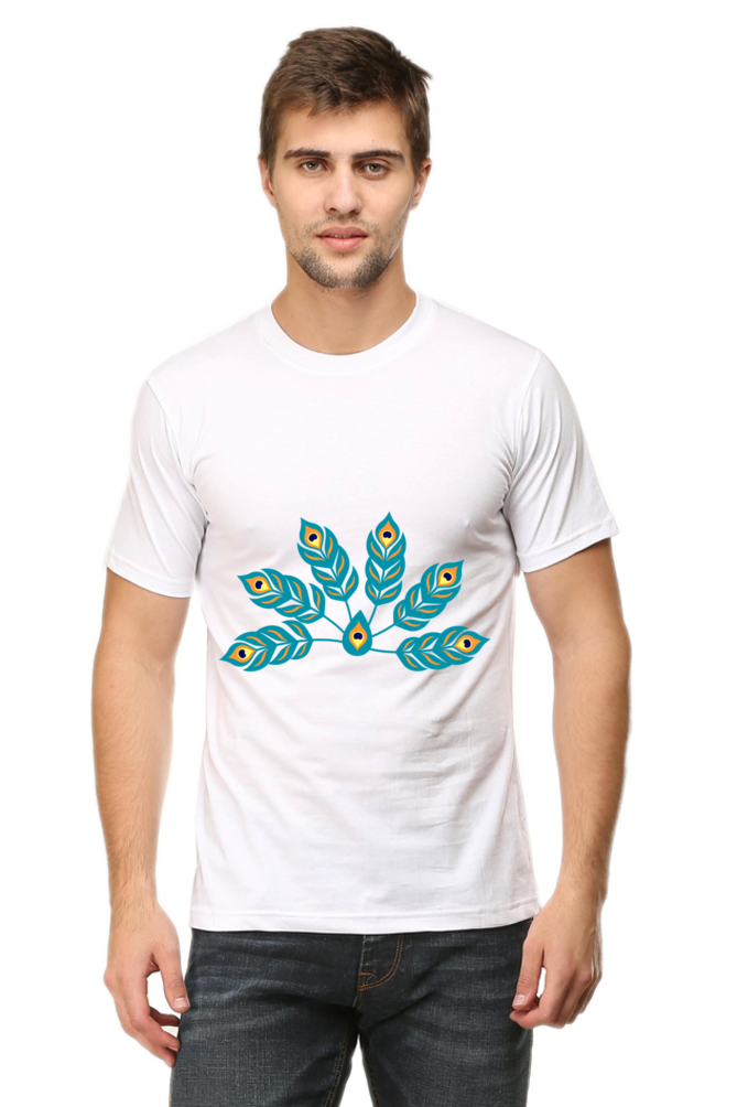 Peacock Feathers Mens Pure Cotton Tshirt