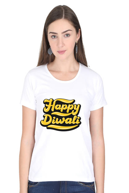 Happy Diwali Womens Pure Cotton Tshirt