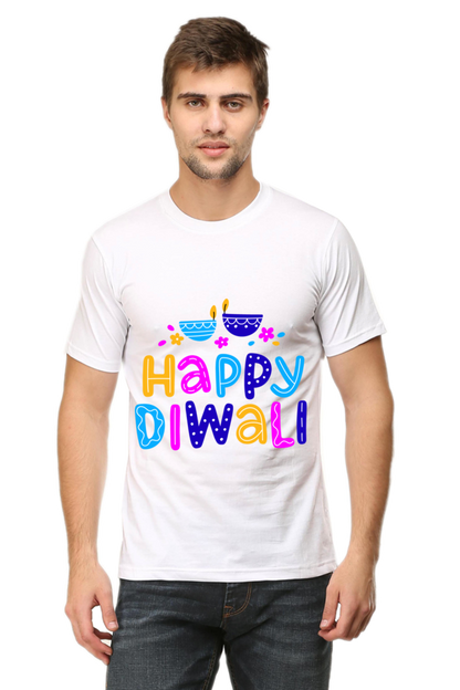 Colorful Diwali Mens Pure Cotton Tshirt