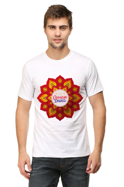 Celebrating Diwali Mens Pure Cotton Tshirt