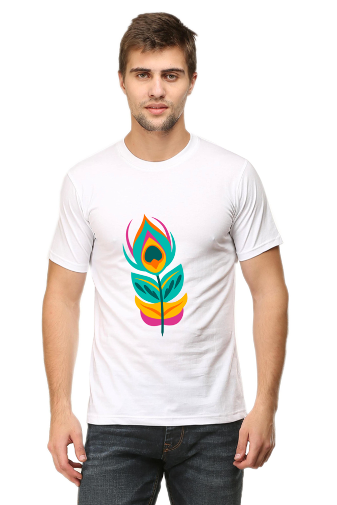 Krishna Peacock Feather Mens Pure Cotton Tshirt