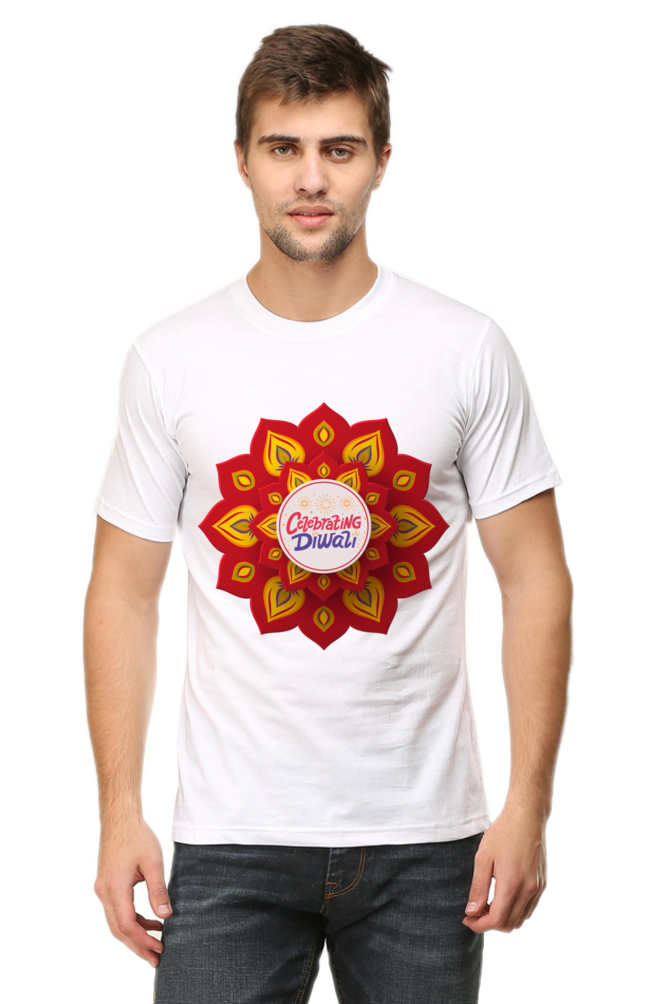 Celebrating Diwali Mens Pure Cotton Tshirt