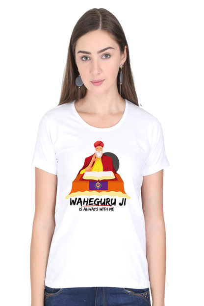 Waheguru Ji is always with me Girls Pure Cotton Tshirt