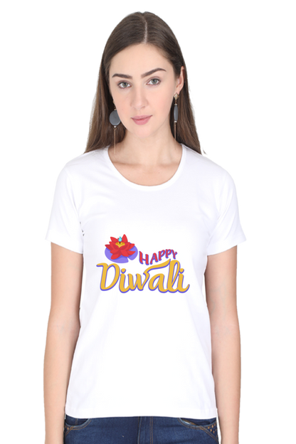 Happy Diwali Womens Pure Cotton Tshirt