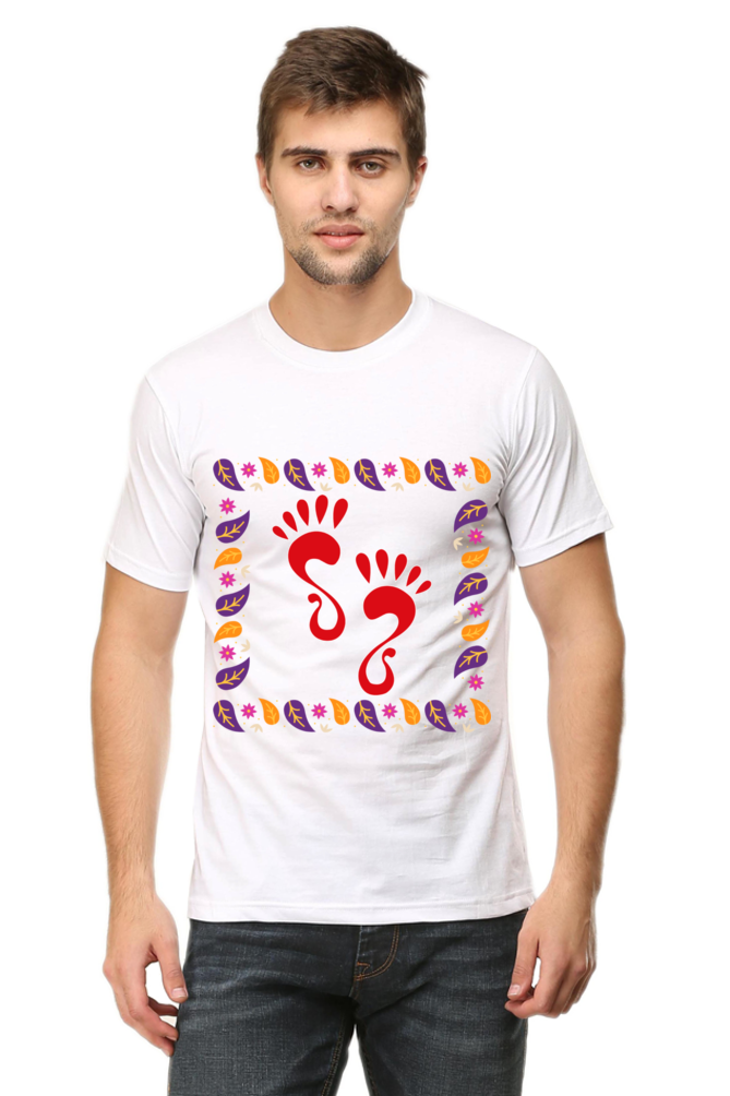 Lakshmi Ji Ka Pair Diwali Mens Pure Cotton Tshirt