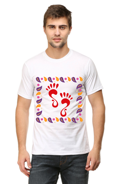 Lakshmi Ji Ka Pair Diwali Mens Pure Cotton Tshirt