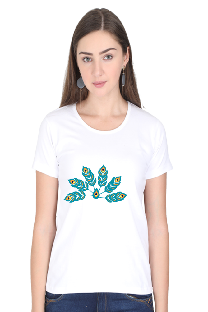 Multiple Peacock Feather Womens Pure Cotton Tshirt