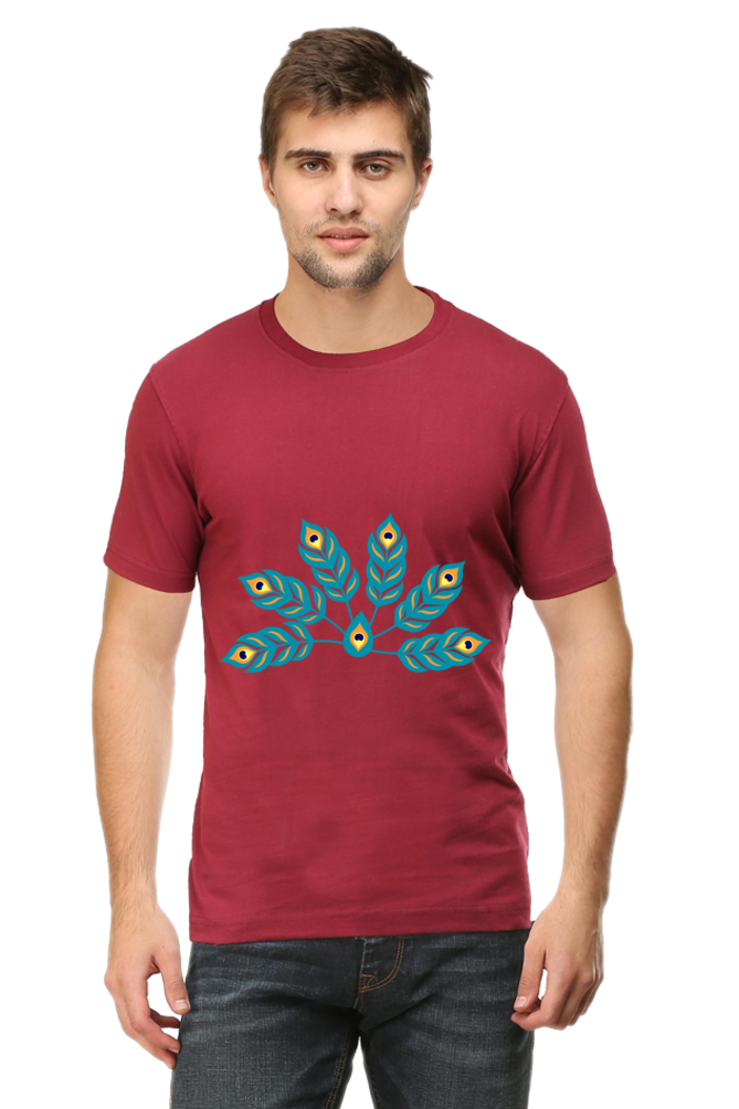 Peacock Feathers Mens Pure Cotton Tshirt