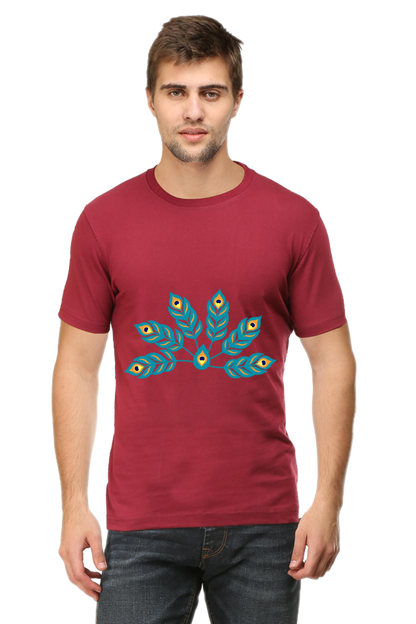 Peacock Feathers Mens Pure Cotton Tshirt