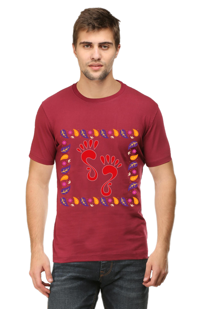 Lakshmi Ji Ka Pair Diwali Mens Pure Cotton Tshirt