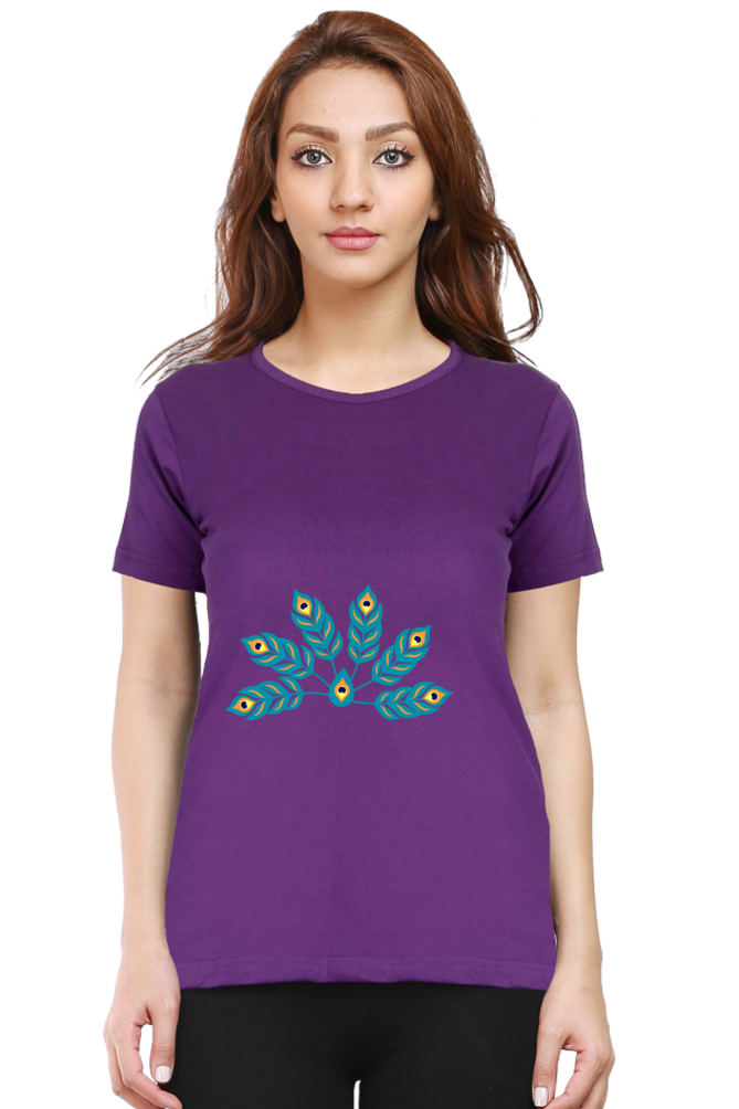 Multiple Peacock Feather Womens Pure Cotton Tshirt