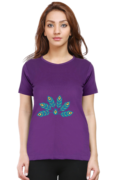 Multiple Peacock Feather Womens Pure Cotton Tshirt