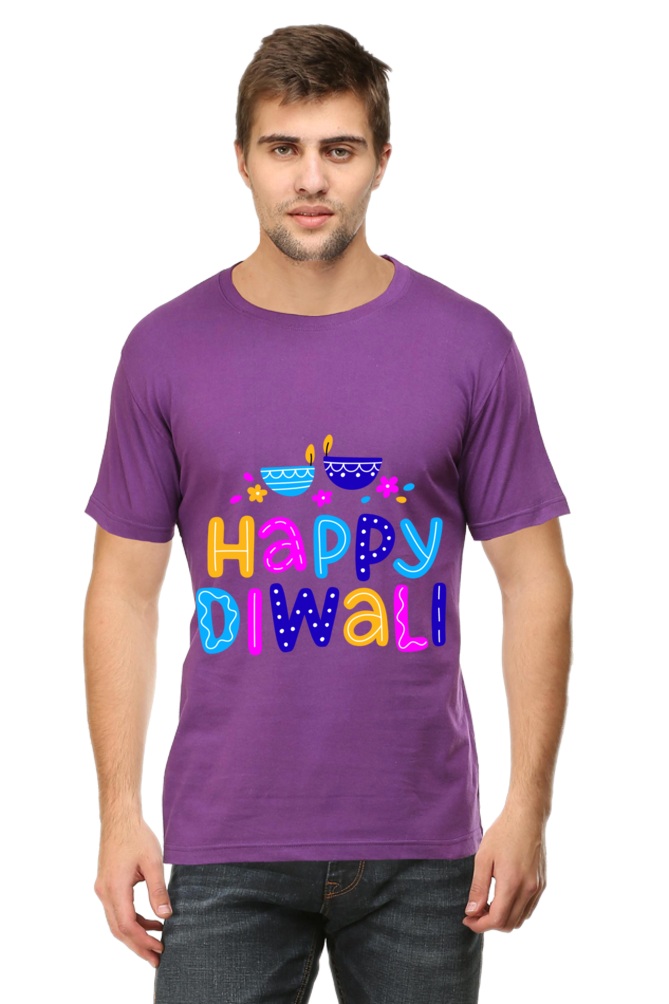 Colorful Diwali Mens Pure Cotton Tshirt