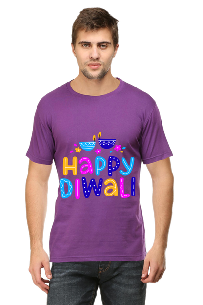 Colorful Diwali Mens Pure Cotton Tshirt