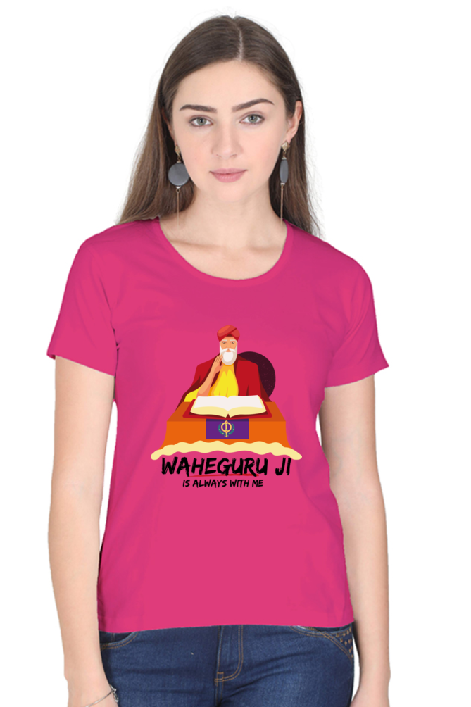 Waheguru Ji is always with me Girls Pure Cotton Tshirt