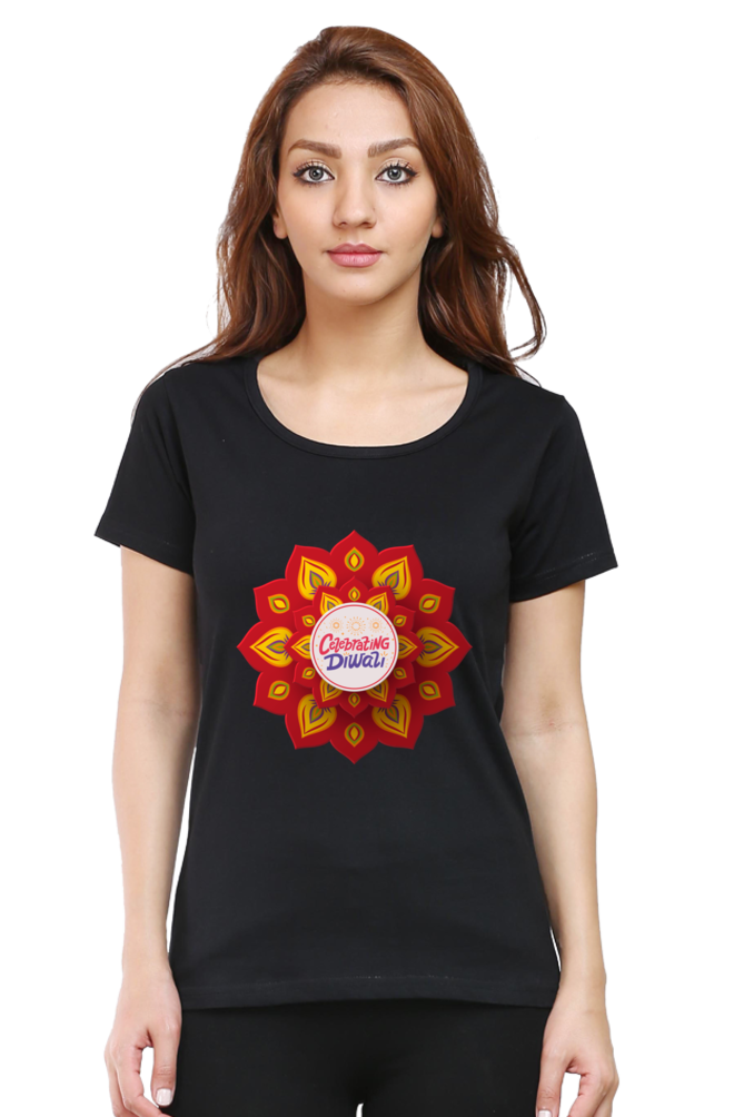 Celebrating Diwali Womens Pure Cotton Tshirt