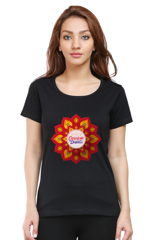 Celebrating Diwali Womens Pure Cotton Tshirt