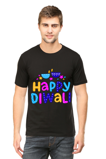 Colorful Diwali Mens Pure Cotton Tshirt