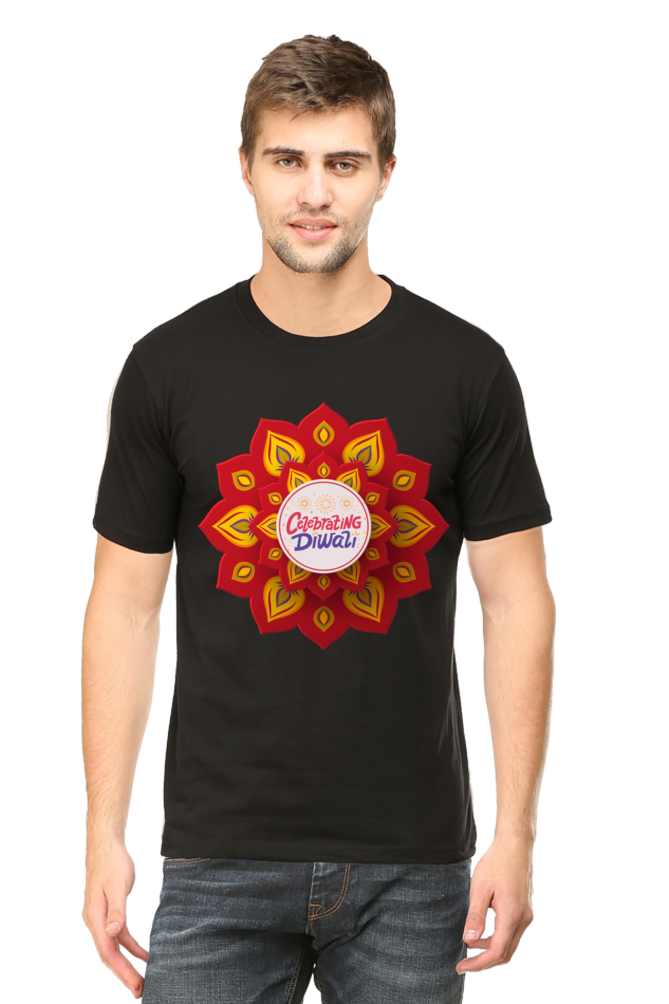 Celebrating Diwali Mens Pure Cotton Tshirt