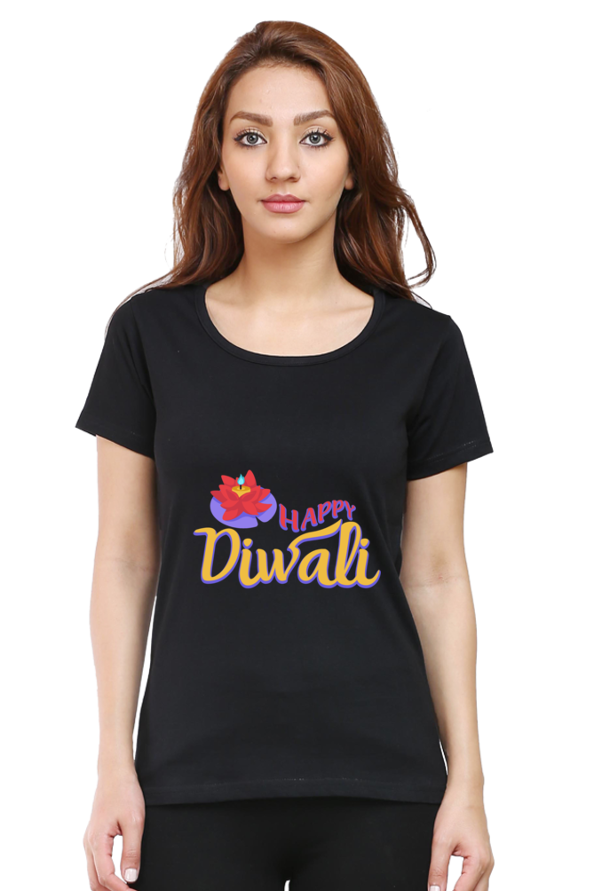 Happy Diwali Womens Pure Cotton Tshirt