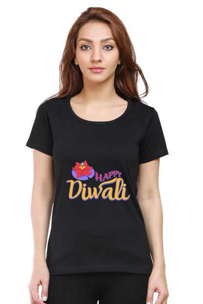 Happy Diwali Womens Pure Cotton Tshirt