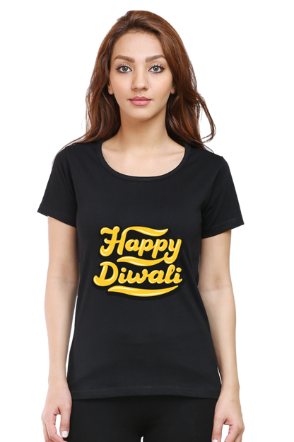 Happy Diwali Womens Pure Cotton Tshirt