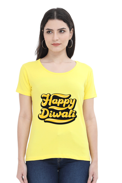 Happy Diwali Womens Pure Cotton Tshirt