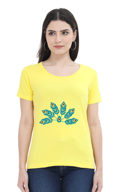 Multiple Peacock Feather Womens Pure Cotton Tshirt