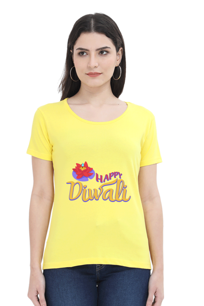 Happy Diwali Womens Pure Cotton Tshirt