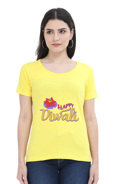 Happy Diwali Womens Pure Cotton Tshirt