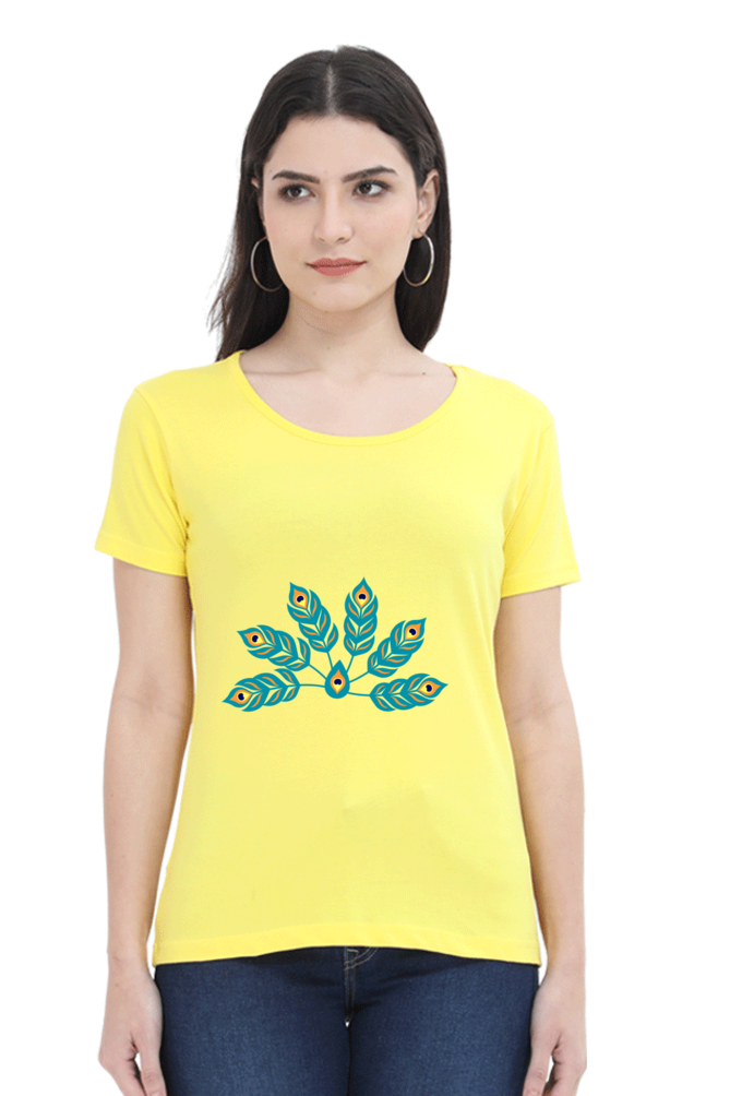 Multiple Peacock Feather Womens Pure Cotton Tshirt