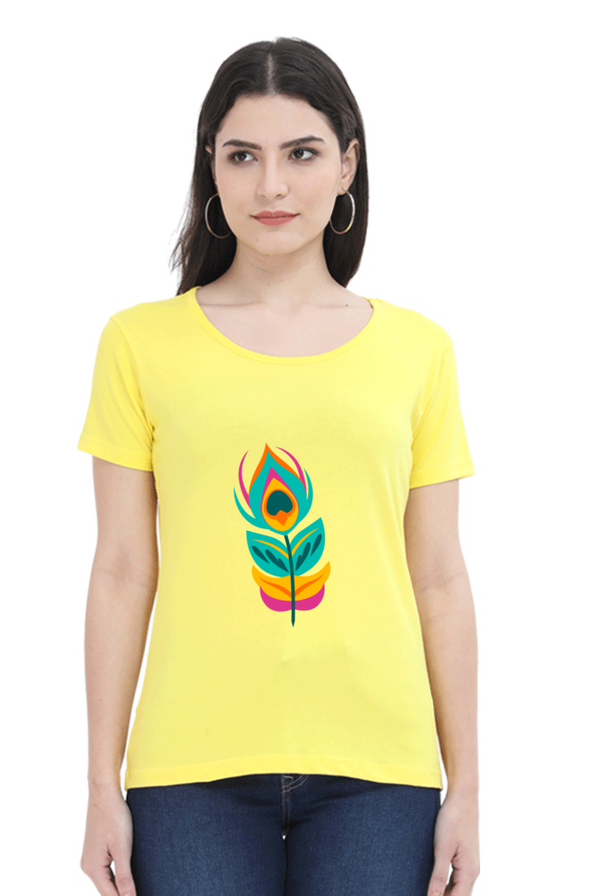 Peacock Feather Womens Pure Cotton Tshirt