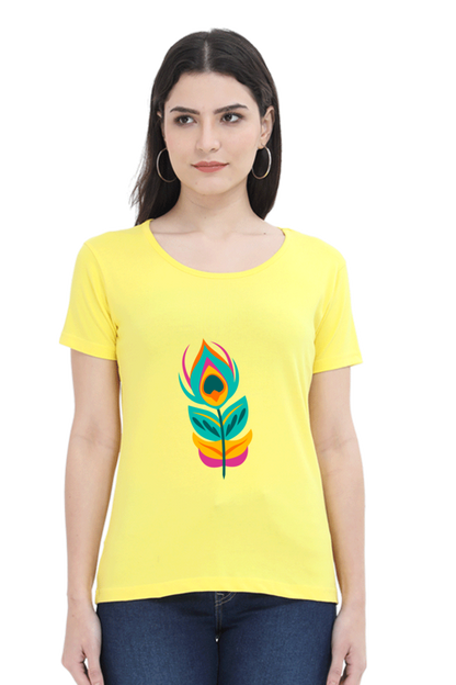 Peacock Feather Womens Pure Cotton Tshirt