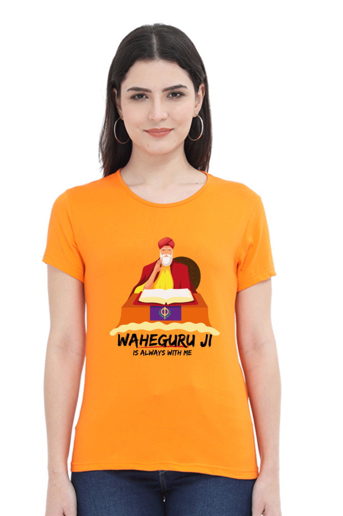 Waheguru Ji is always with me Girls Pure Cotton Tshirt