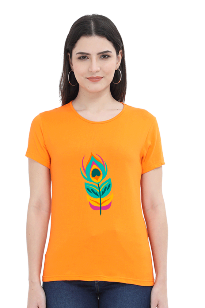 Peacock Feather Womens Pure Cotton Tshirt