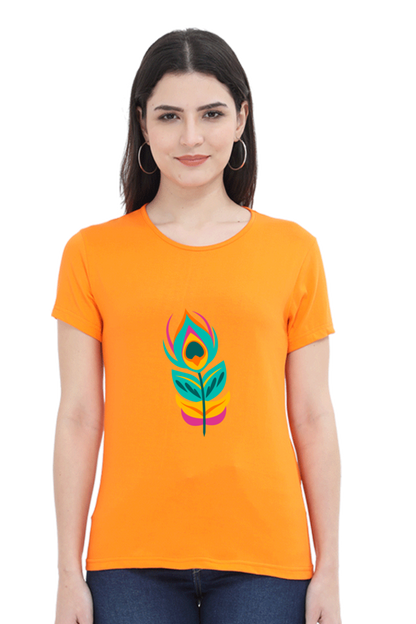 Peacock Feather Womens Pure Cotton Tshirt