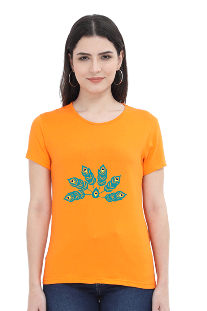 Multiple Peacock Feather Womens Pure Cotton Tshirt