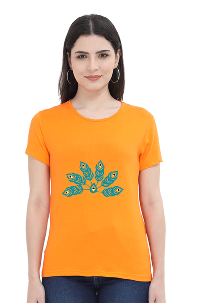 Multiple Peacock Feather Womens Pure Cotton Tshirt