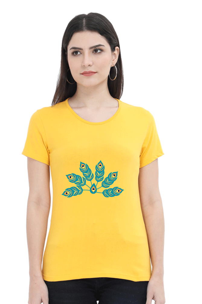 Multiple Peacock Feather Womens Pure Cotton Tshirt