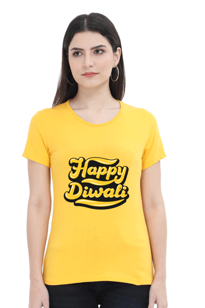 Happy Diwali Womens Pure Cotton Tshirt