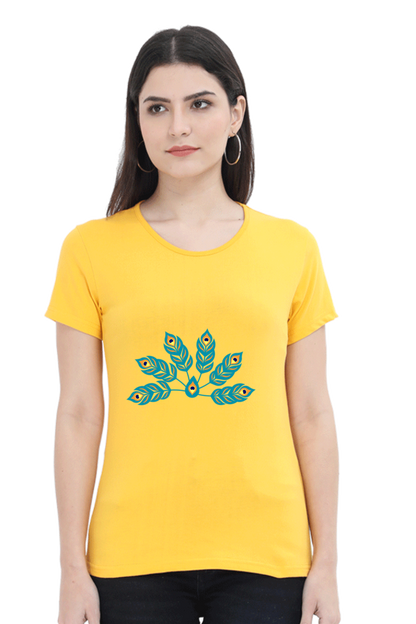 Multiple Peacock Feather Womens Pure Cotton Tshirt