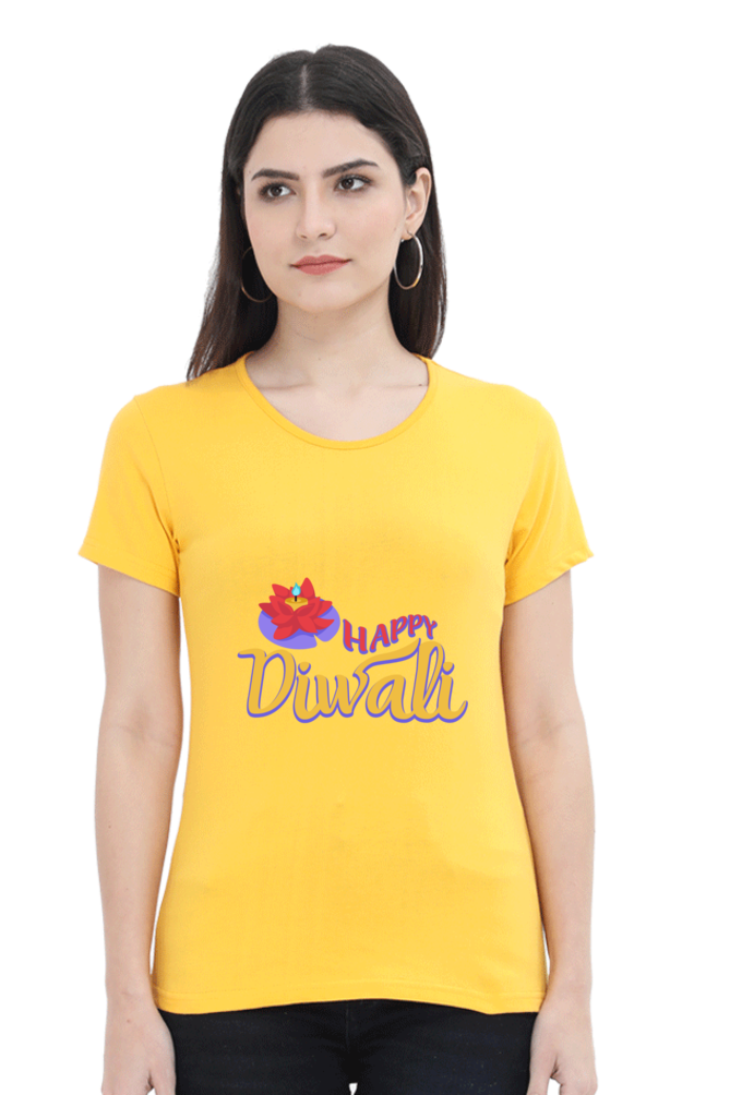 Happy Diwali Womens Pure Cotton Tshirt