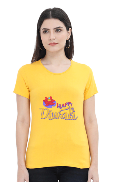 Happy Diwali Womens Pure Cotton Tshirt