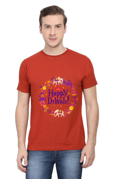 Happy Diwali Mens Pure Cotton Tshirt