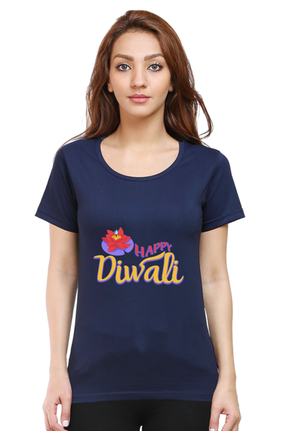 Happy Diwali Womens Pure Cotton Tshirt