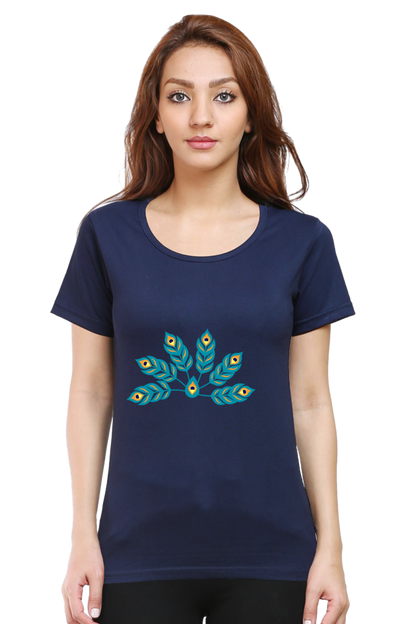 Multiple Peacock Feather Womens Pure Cotton Tshirt