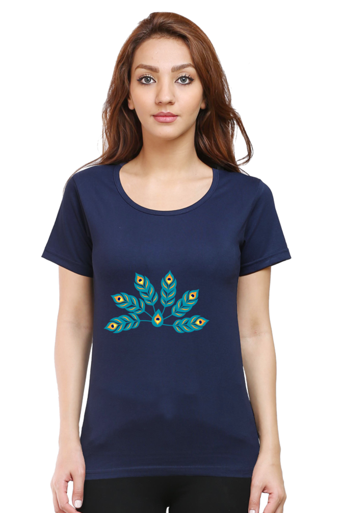 Multiple Peacock Feather Womens Pure Cotton Tshirt